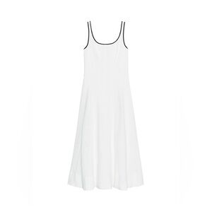 Zara Contrast Midi White Dress with Black Trim